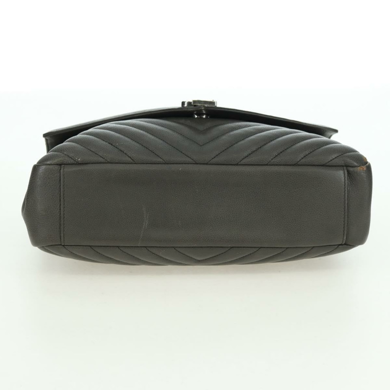 【日本直送】SAINT LAURENT 鏈條單肩包 皮革 灰色 銀色 正品 BA12267SAV-6