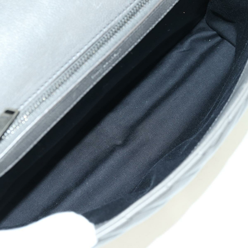 【日本直送】SAINT LAURENT 鏈條單肩包 皮革 灰色 銀色 正品 BA12267SAV-10