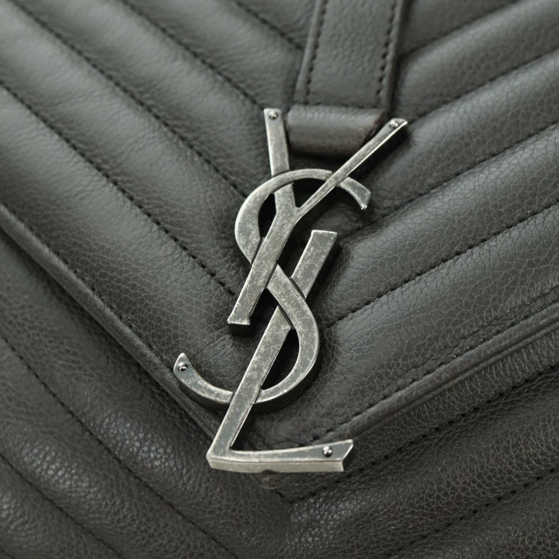 【日本直送】SAINT LAURENT 鏈條單肩包 皮革 灰色 銀色 正品 BA12267SAV-20