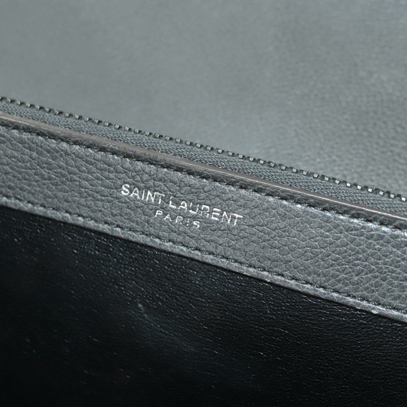 【日本直送】SAINT LAURENT 鏈條單肩包 皮革 灰色 銀色 正品 BA12267SAV-25