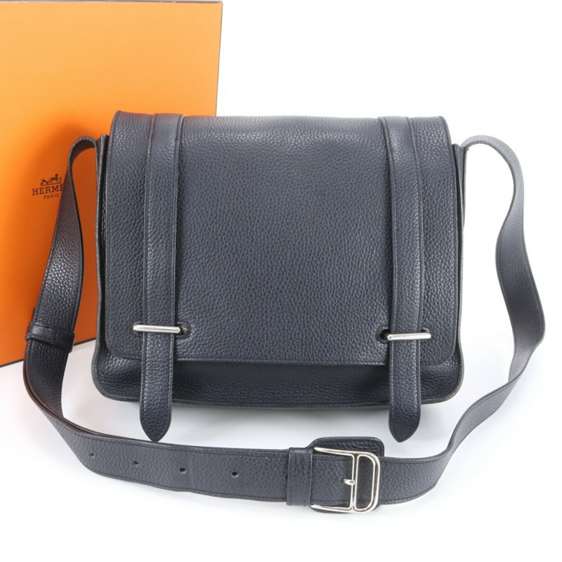 愛馬仕 X 字樣 Steve Caporal 27 Taurillon Clemence 皮革肩背包/斜背包（男款）-0