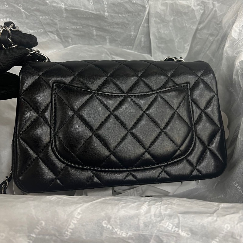 近新帶膜✨ 全配🈶購證 香奈兒黑銀Cf mini 20cm-2