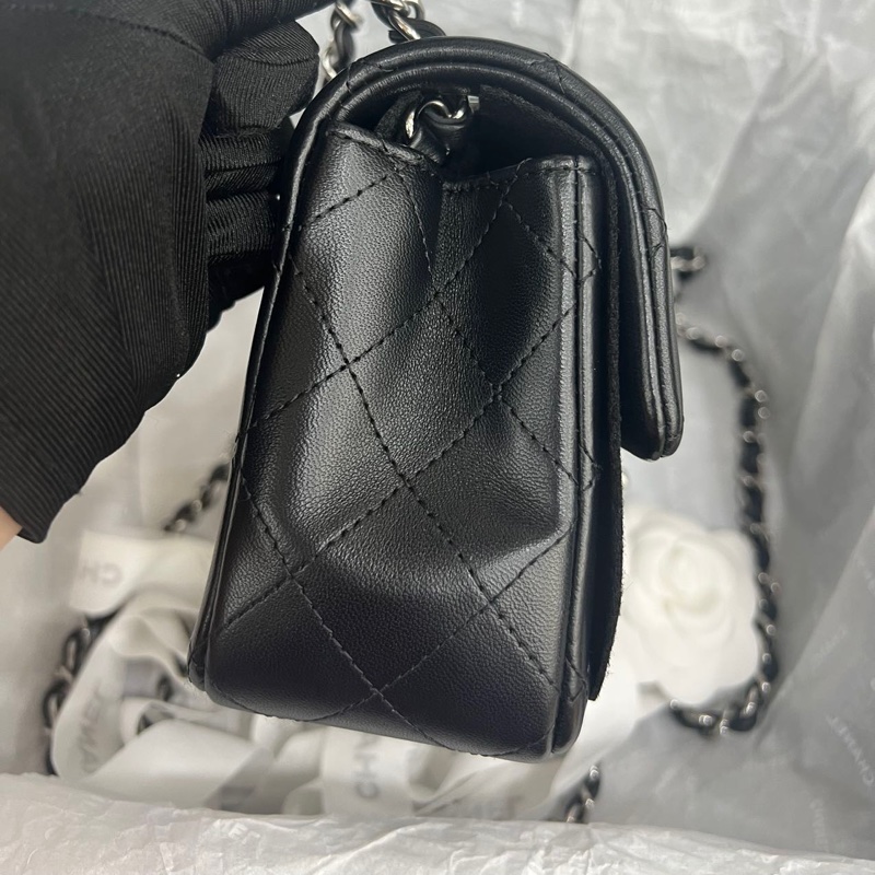 近新帶膜✨ 全配🈶購證 香奈兒黑銀Cf mini 20cm-3