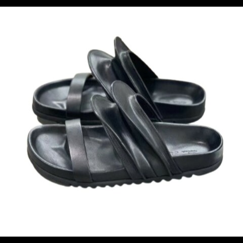 Rick Owens Brancusi Granola 女款黑色皮革涼鞋 37碼