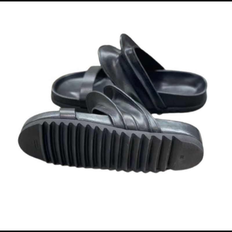 Rick Owens Brancusi Granola 女款黑色皮革涼鞋 37碼-3