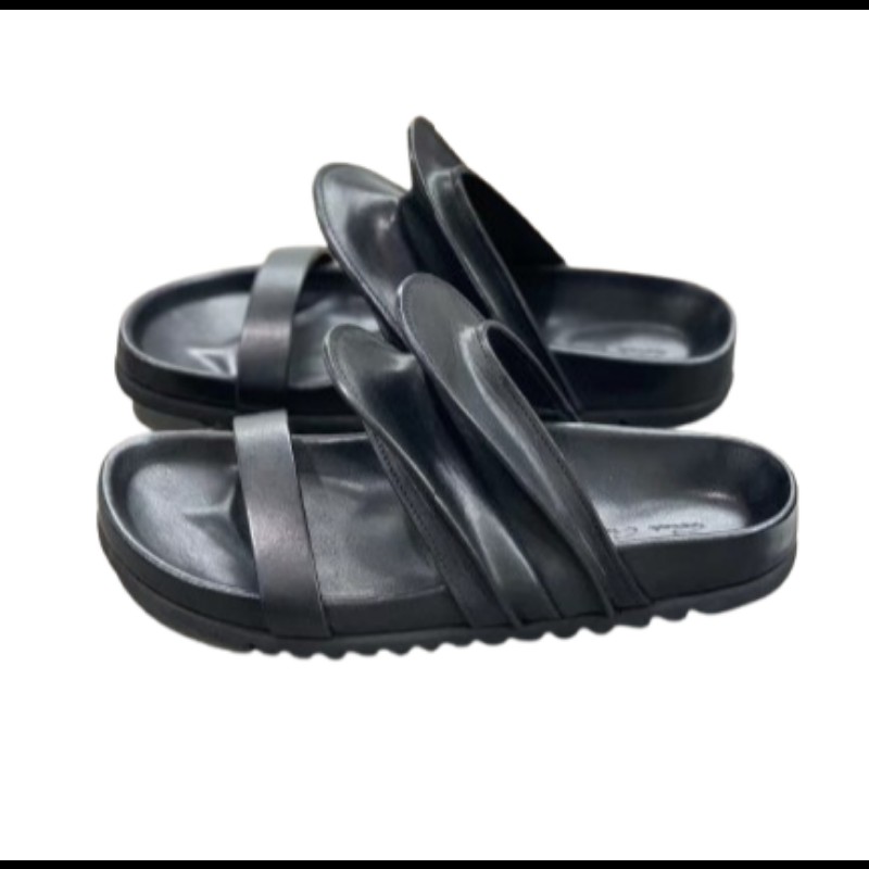 Rick Owens Brancusi Granola 女款黑色皮革涼鞋 37碼-4