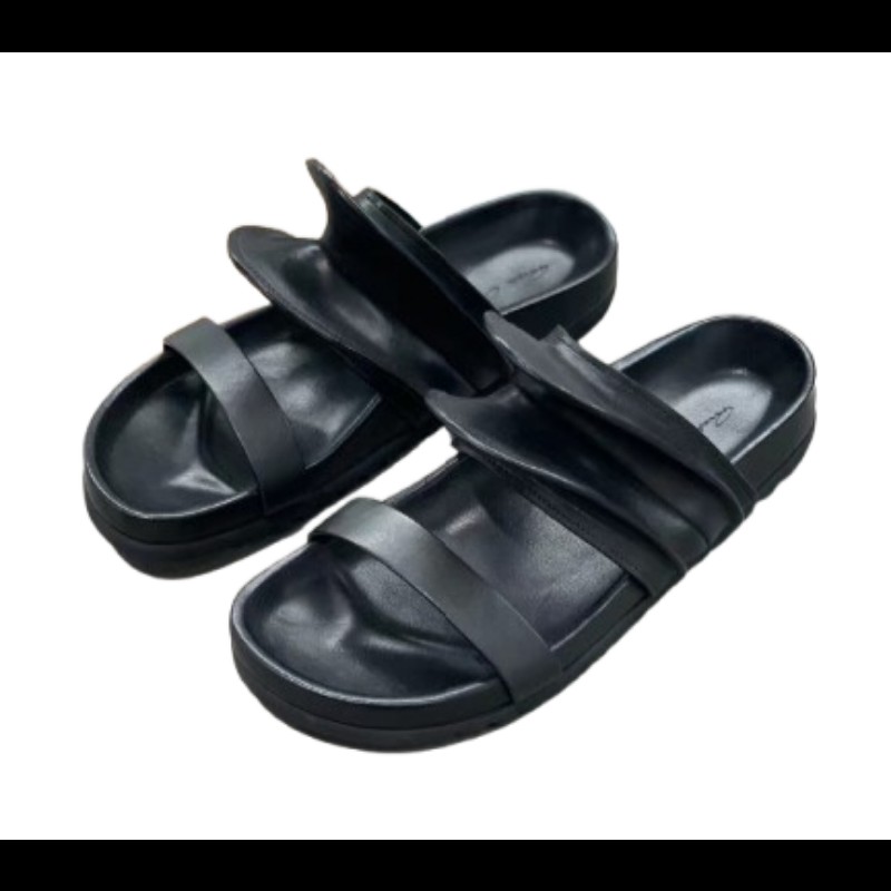 Rick Owens Brancusi Granola 女款黑色皮革涼鞋 36碼-0