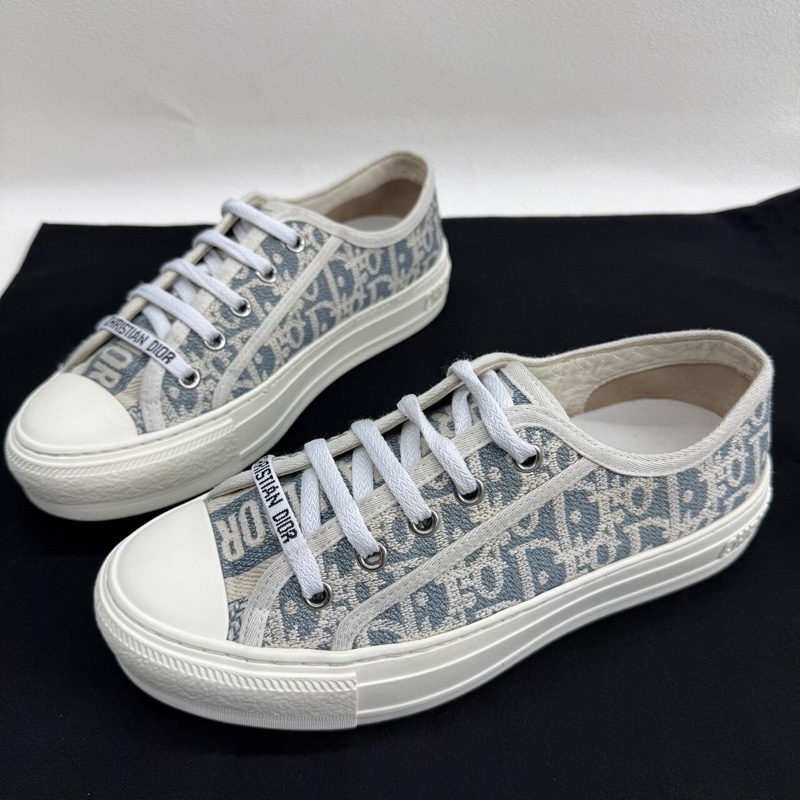 DIOR迪奧 Walk'n'Dior 棉質格紋布 新配色 淺藍色 35碼-0