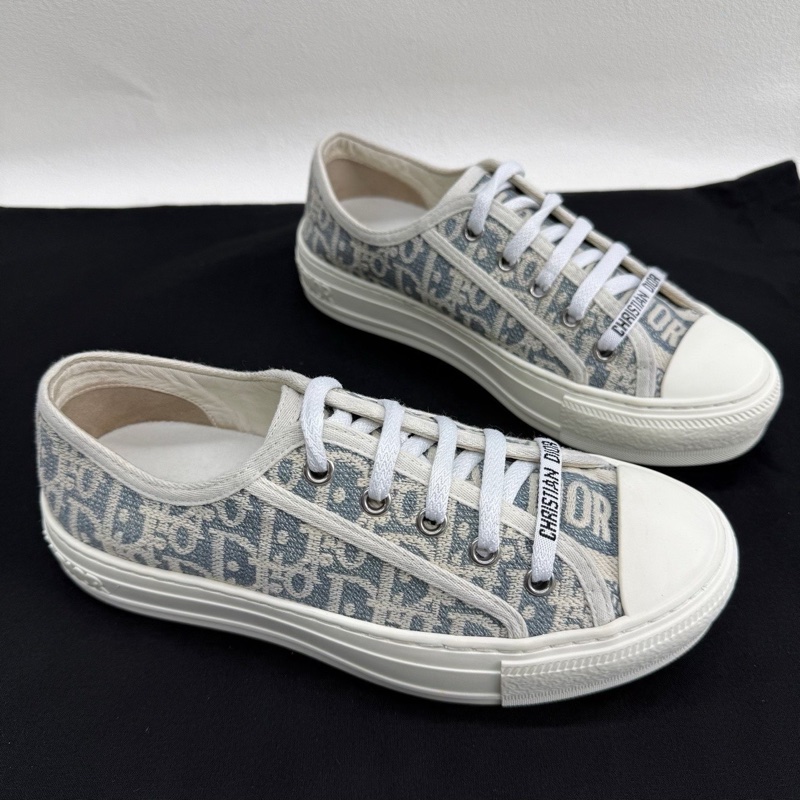 DIOR迪奧 Walk'n'Dior 棉質格紋布 新配色 淺藍色 35碼-2