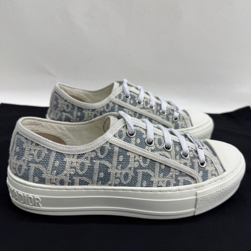 DIOR迪奧 Walk'n'Dior 棉質格紋布 新配色 淺藍色 35碼-3