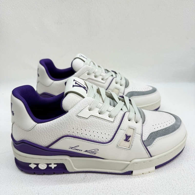 LV Trainer 經典印花 低幫板鞋 女款 紫白  38碼-3