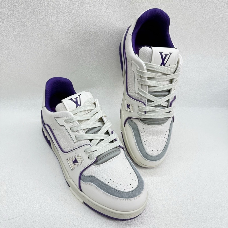 LV Trainer 經典印花 低幫板鞋 女款 紫白  38碼-7