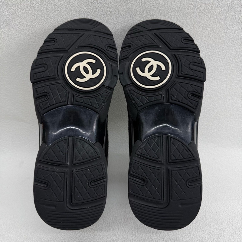 CHANEL香奈兒 黑金色 粗花呢運動鞋 CC 36碼-9