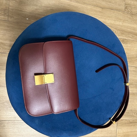 Celine classic box in burgundy