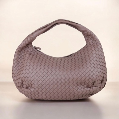 「JL精品代購」9新 BV 羊皮編織和尚包 乾燥玫瑰色