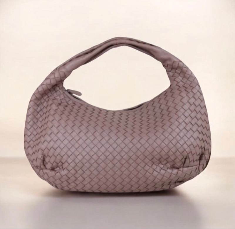 「JL精品代購」9新 BV 羊皮編織和尚包 乾燥玫瑰色-0