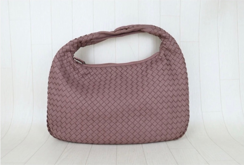 「JL精品代購」9新 BV 羊皮編織和尚包 乾燥玫瑰色-3