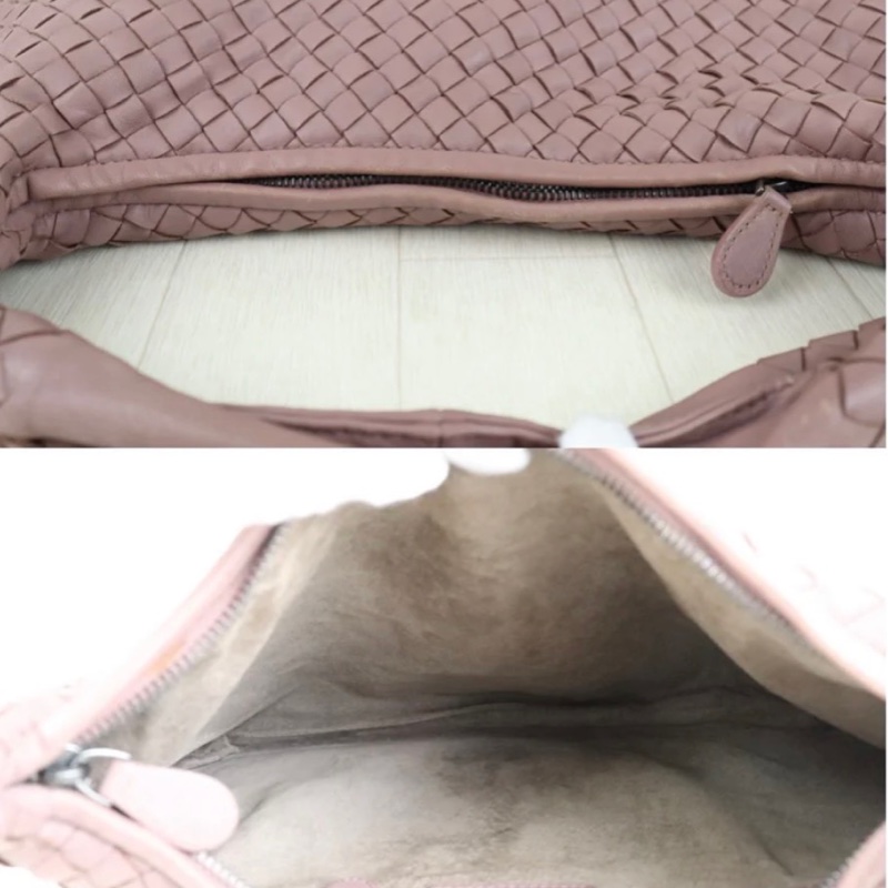 「JL精品代購」9新 BV 羊皮編織和尚包 乾燥玫瑰色-8