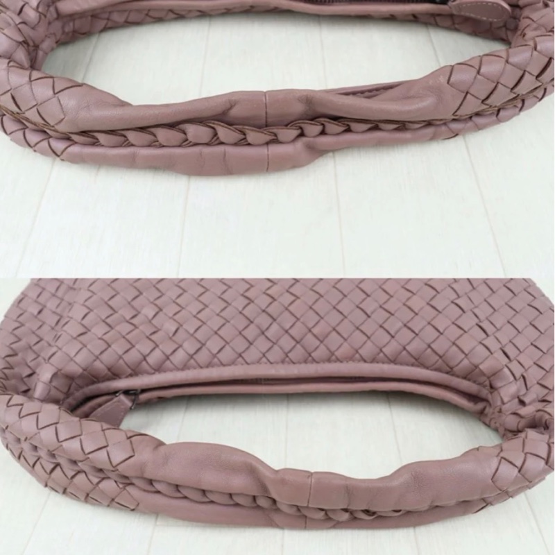 「JL精品代購」9新 BV 羊皮編織和尚包 乾燥玫瑰色-9