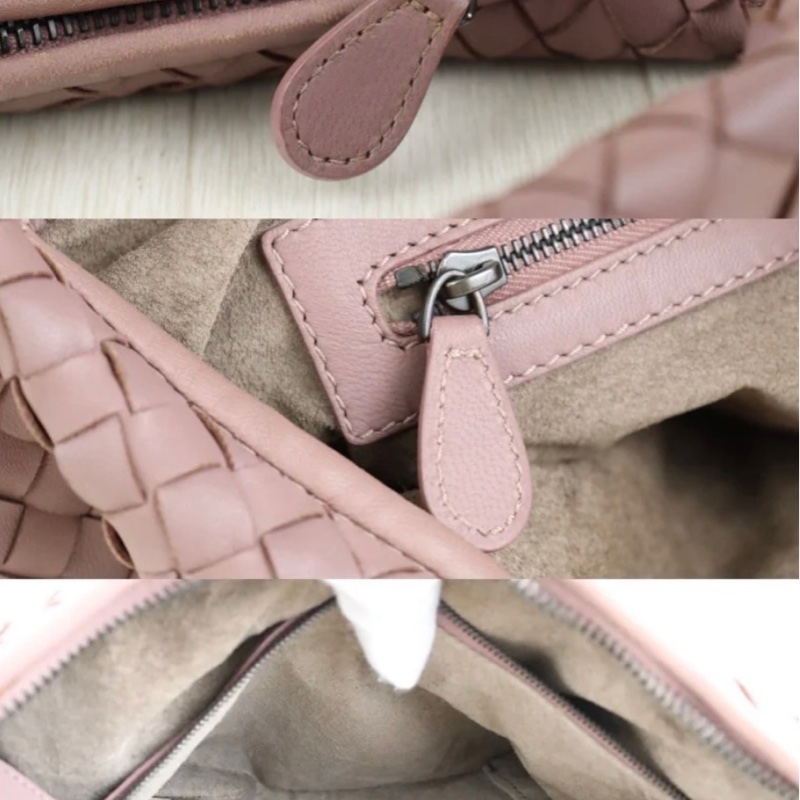 「JL精品代購」9新 BV 羊皮編織和尚包 乾燥玫瑰色-11