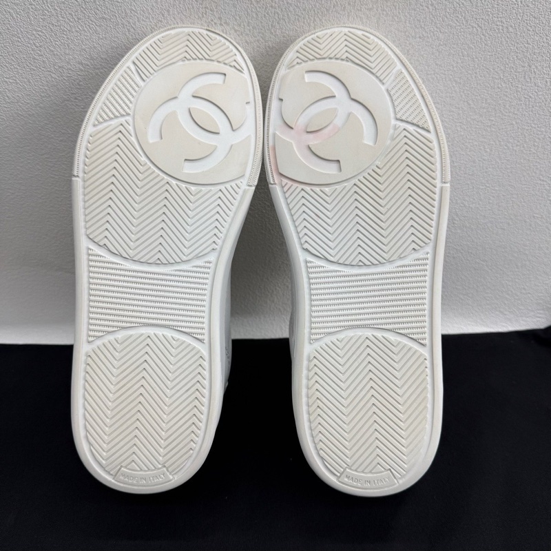 CHANEL香奈兒 女款 白色 金色字母logo標語 37碼-6