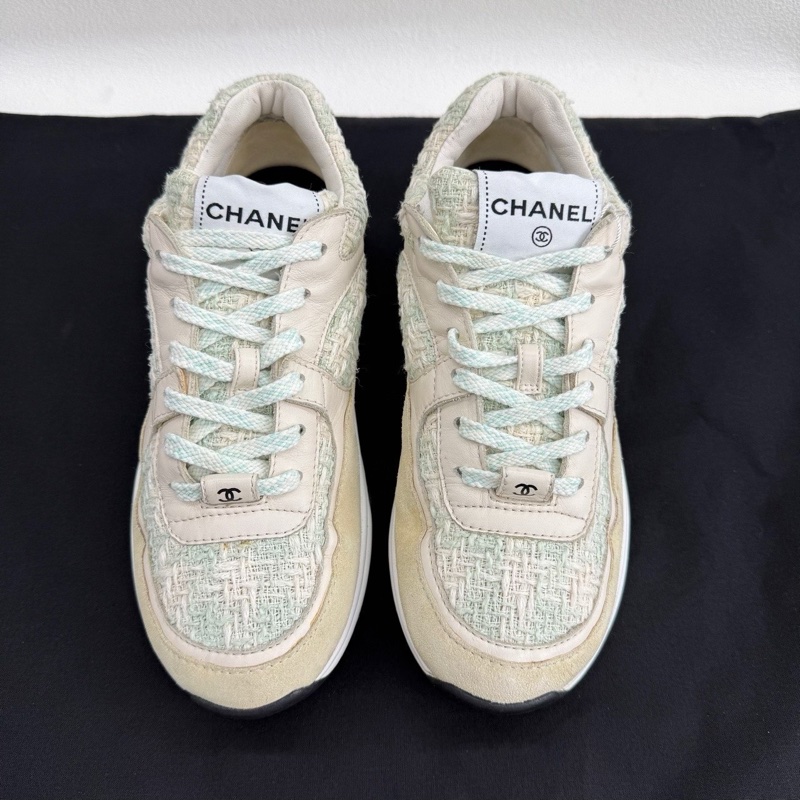 CHANEL香奈兒 運動鞋雙C大logo經典款式 藍色37碼-1