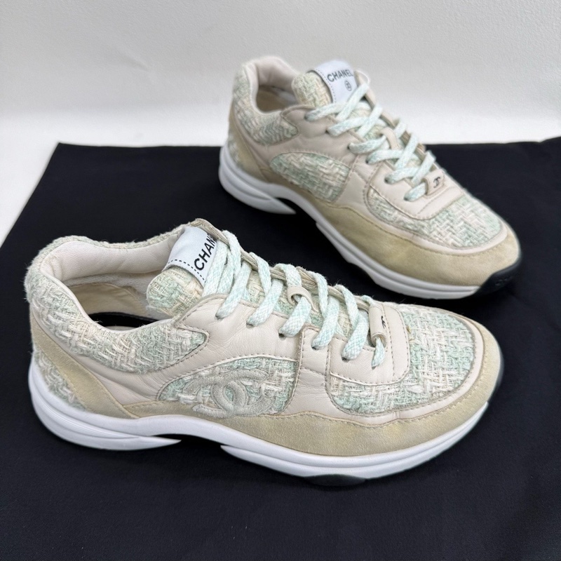 CHANEL香奈兒 運動鞋雙C大logo經典款式 藍色37碼-2