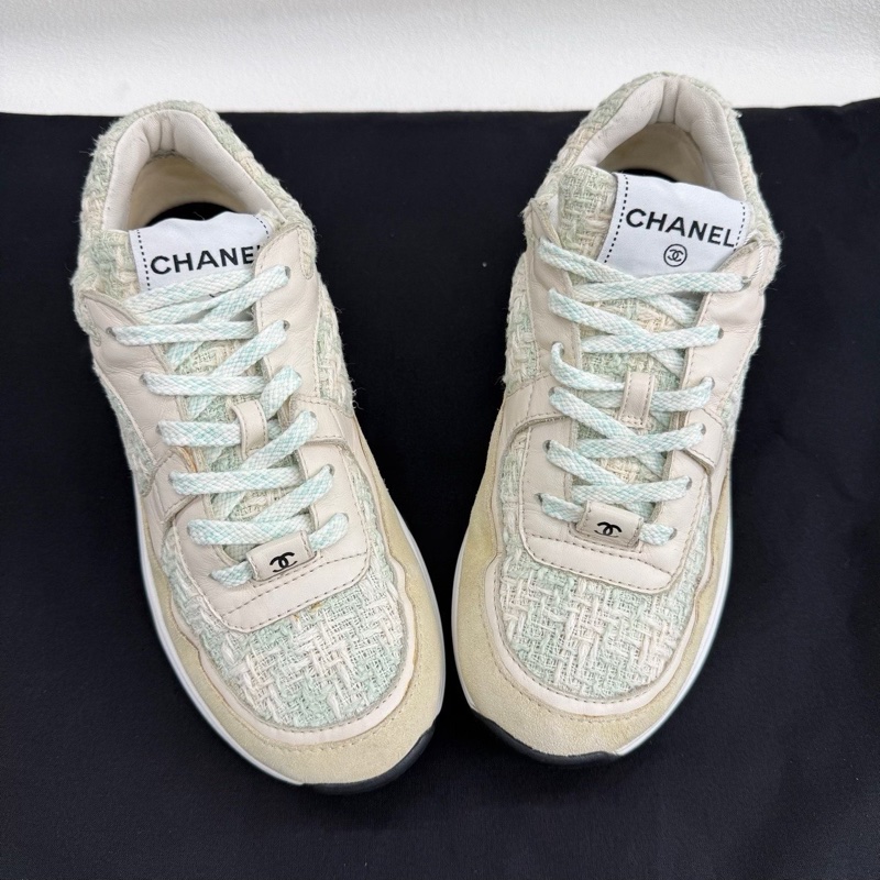 CHANEL香奈兒 運動鞋雙C大logo經典款式 藍色37碼-8