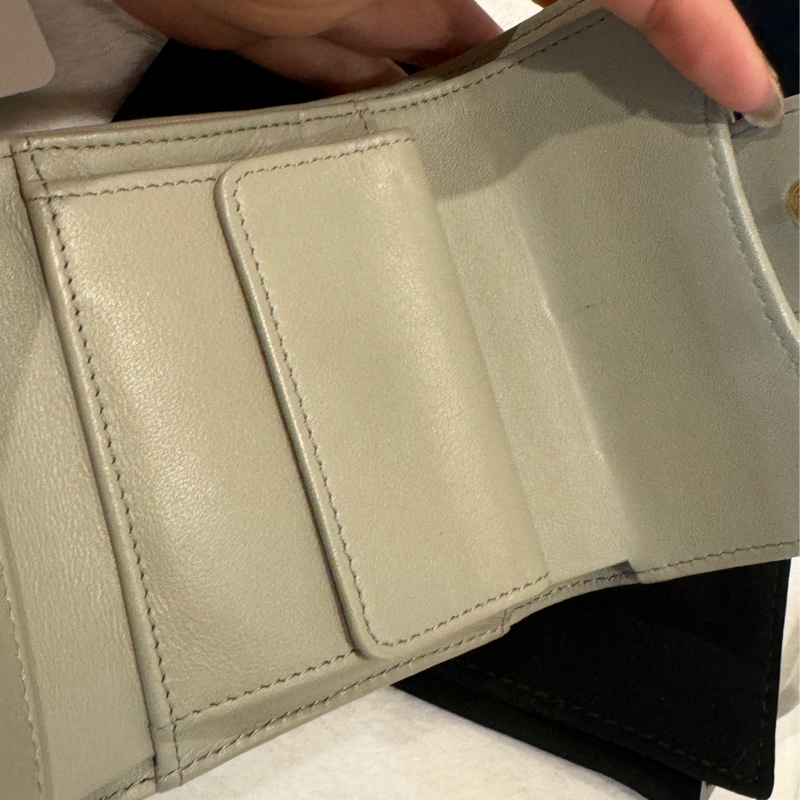 CHANEL 小羊皮 短夾 灰綠色-17