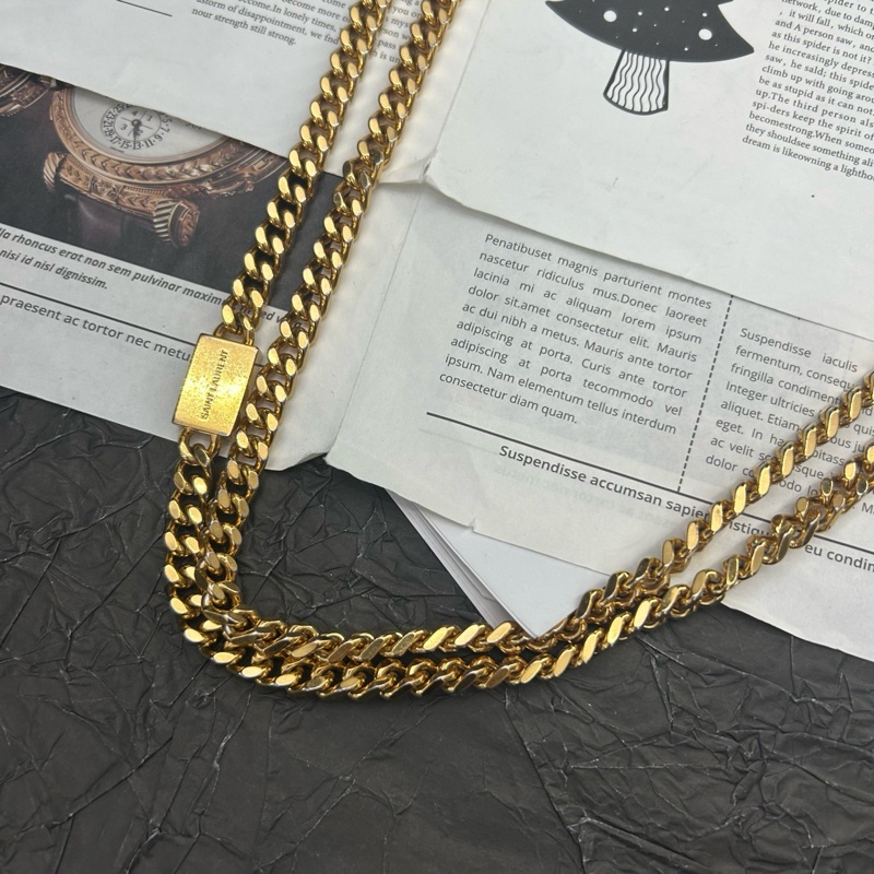 97新 YSL聖羅蘭 Kate中號金標Logo魚子醬面黑色金鍊條單肩斜挎包質感很好 尺寸約：24-7