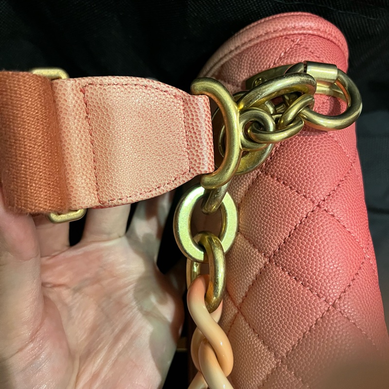 香奈兒粉紅漸層口蓋包 sunset on the sea bag-21