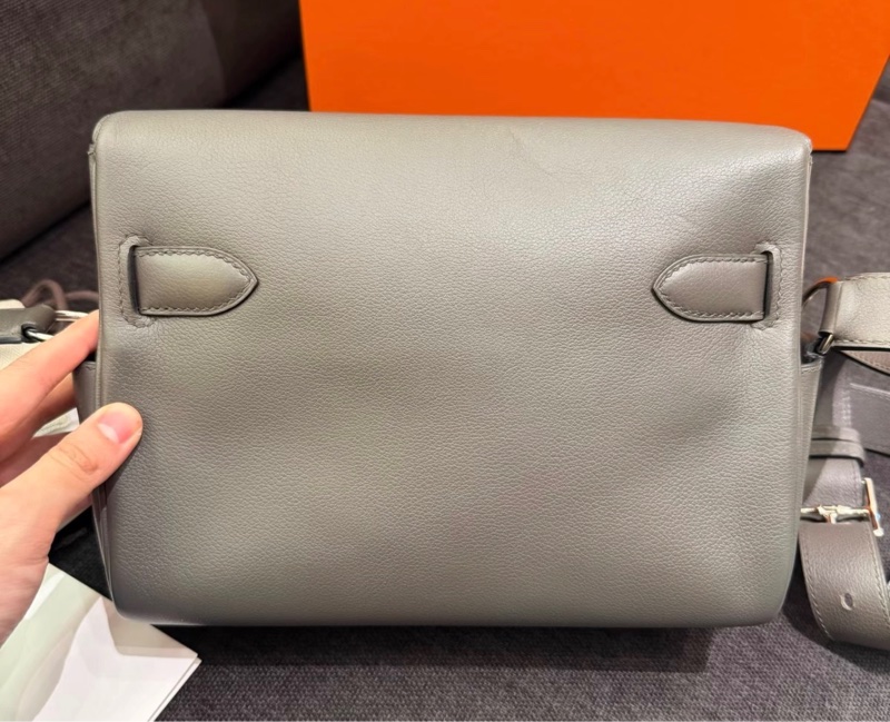 HERMES Kelly 27 銀扣 Evercolor小牛皮 斜挎包27 PM 小號 C6 灰綠色 年份：W刻-1