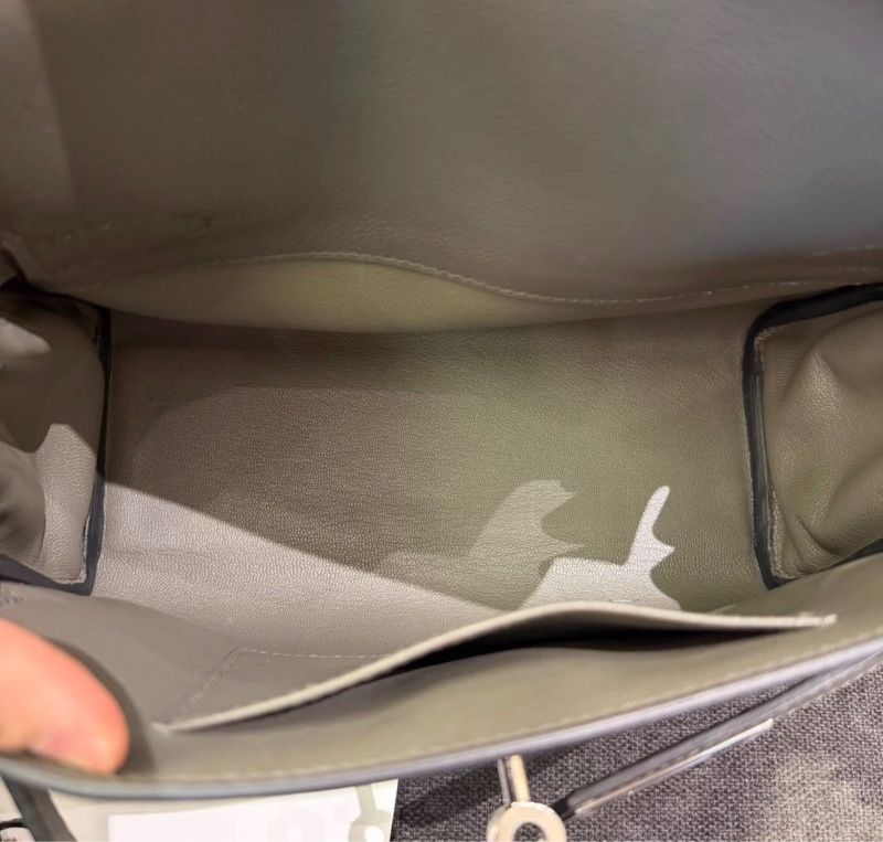 HERMES Kelly 27 銀扣 Evercolor小牛皮 斜挎包27 PM 小號 C6 灰綠色 年份：W刻-7