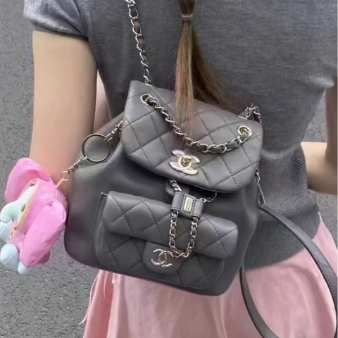 #全配🈶購證 #閒置帶膜✨ 香奈兒灰色Duma小號 雙肩包