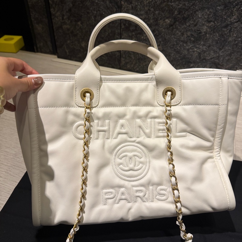 Chanel 皮革沙灘包 白色 小號-0