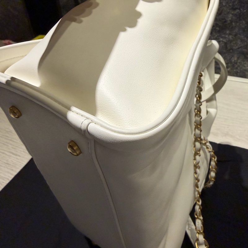 Chanel 皮革沙灘包 白色 小號-5