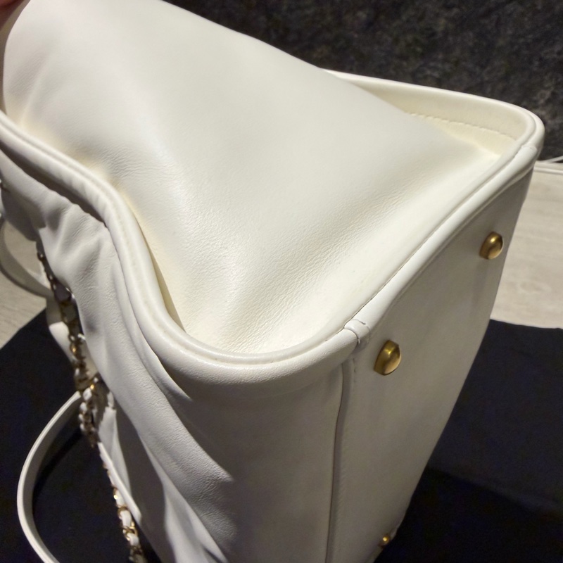 Chanel 皮革沙灘包 白色 小號-6