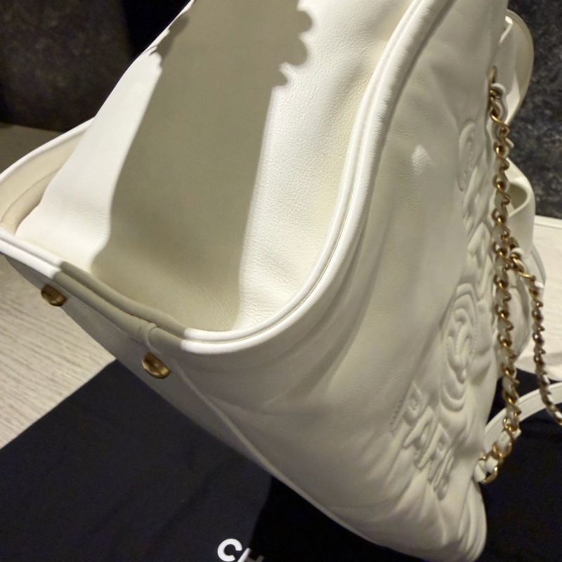 Chanel 皮革沙灘包 白色 小號-7