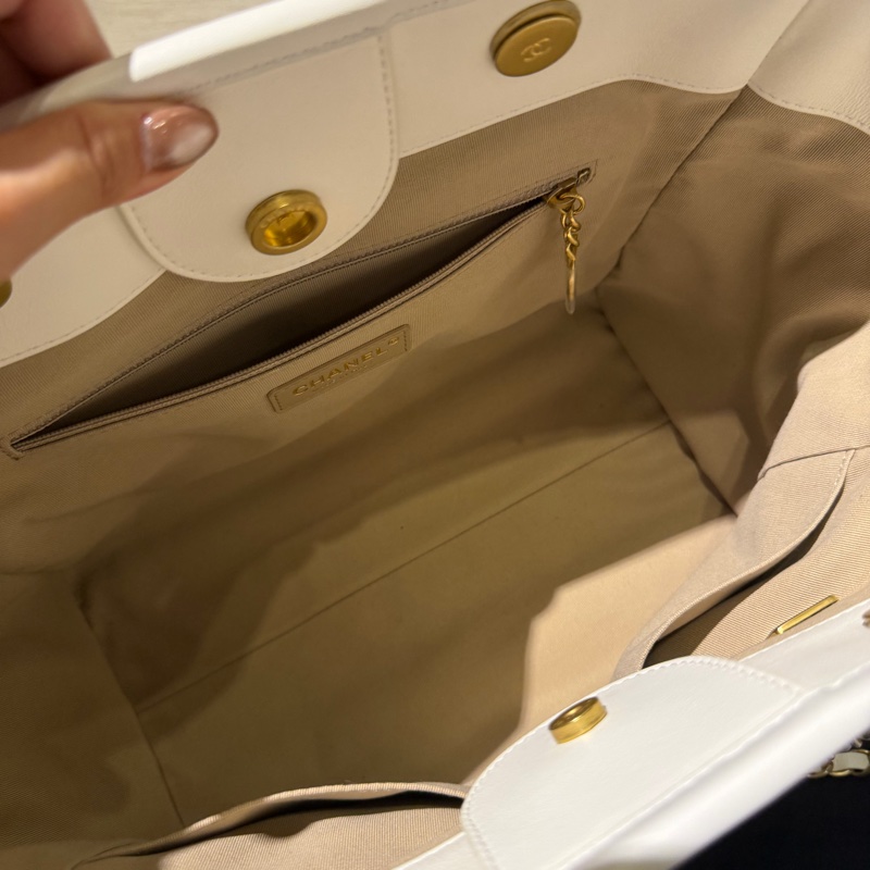 Chanel 皮革沙灘包 白色 小號-9