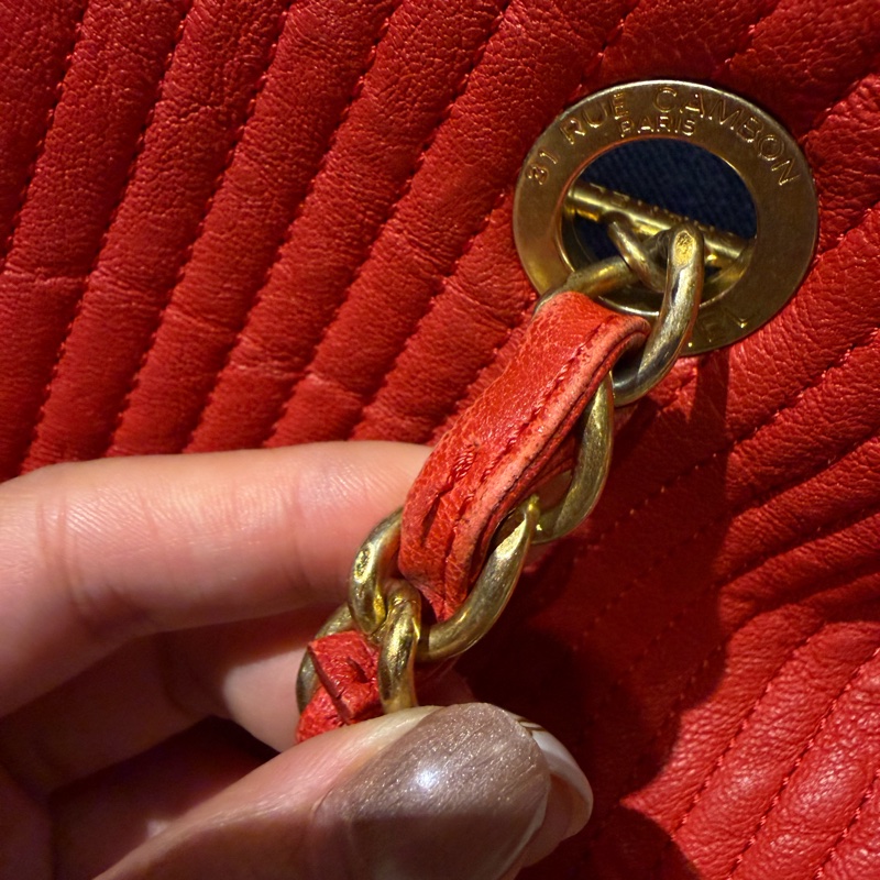 Chanel 紅金山形紋托特包肩背包-2