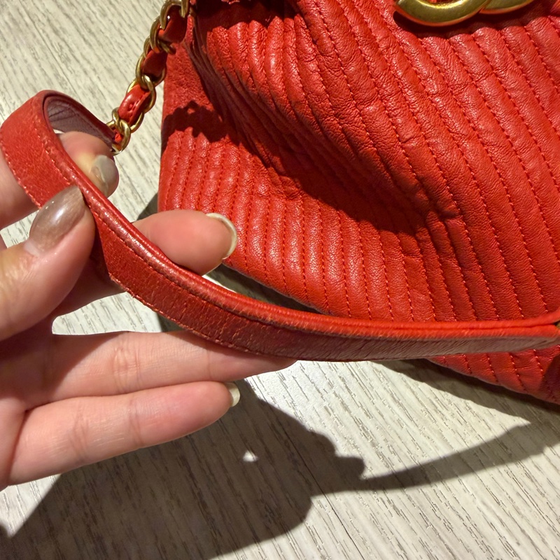 Chanel 紅金山形紋托特包肩背包-3