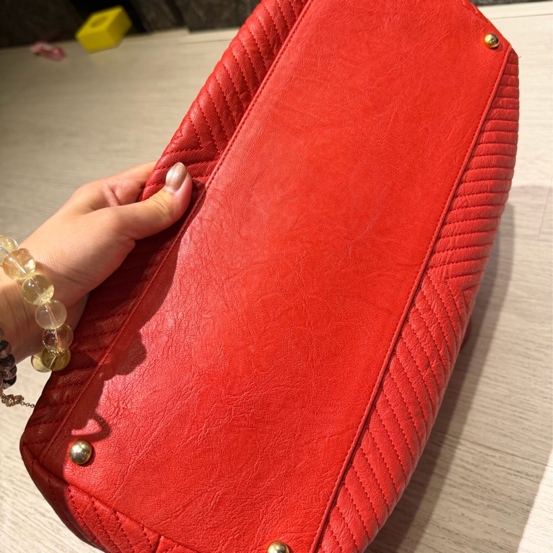 Chanel 紅金山形紋托特包肩背包-6