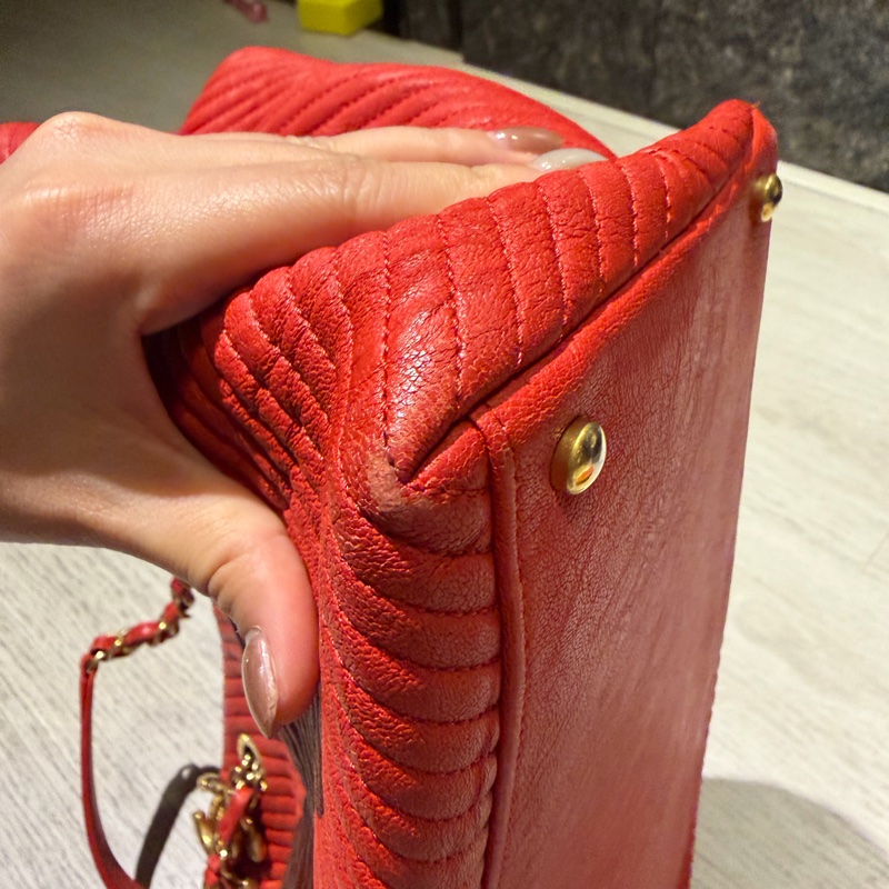 Chanel 紅金山形紋托特包肩背包-8