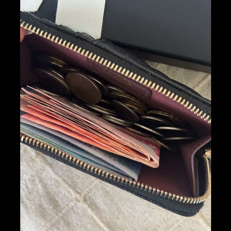 Chanel 香奈兒 L卡夾零錢包 黑色荔枝金釦 L拉鏈卡片零錢包-3