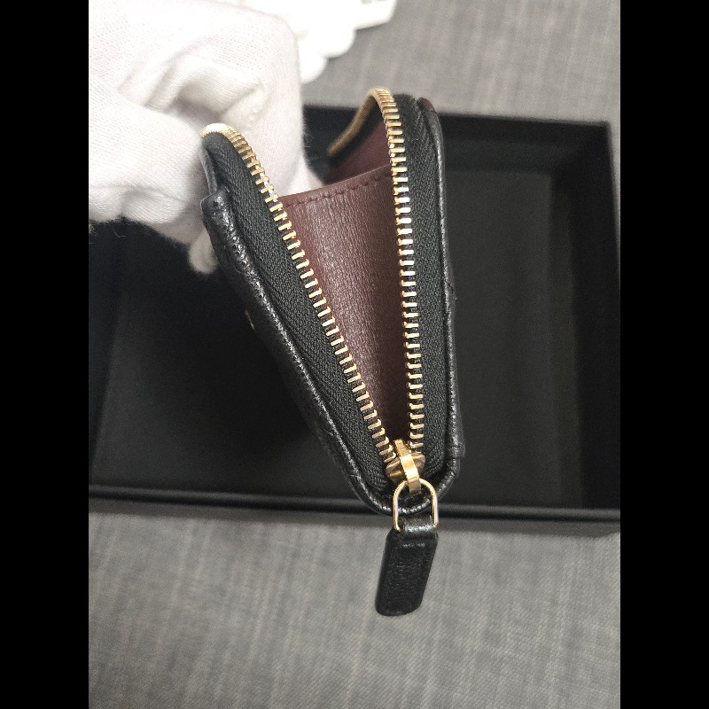 Chanel 香奈兒 L卡夾零錢包 黑色荔枝金釦 L拉鏈卡片零錢包-14