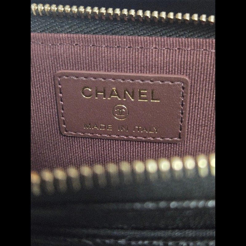 Chanel 香奈兒 L卡夾零錢包 黑色荔枝金釦 L拉鏈卡片零錢包-15