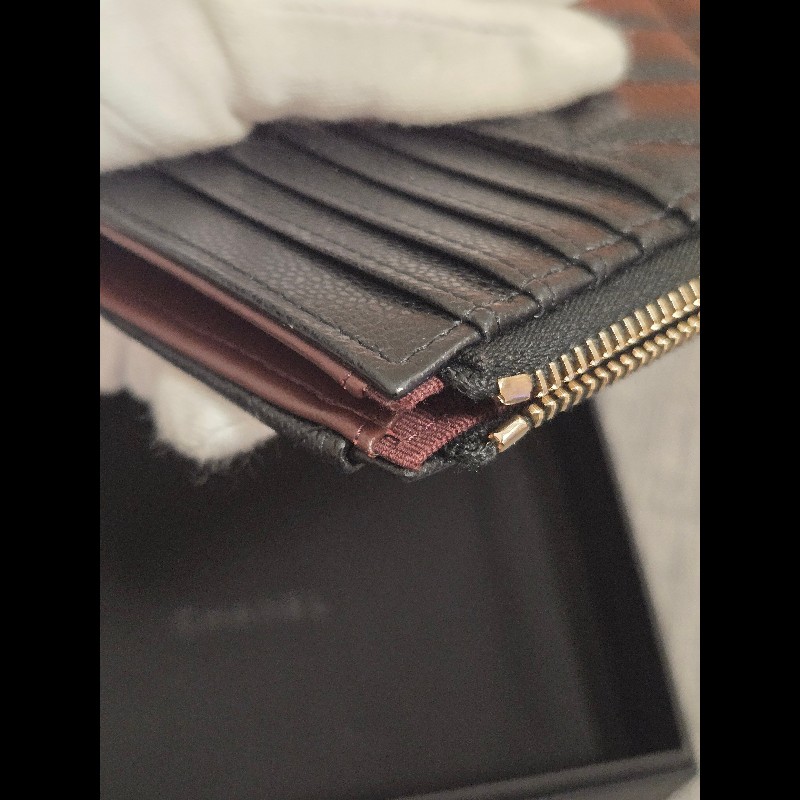 Chanel 香奈兒 L卡夾零錢包 黑色荔枝金釦 L拉鏈卡片零錢包-19