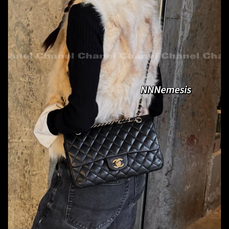 Chanel 香奈兒 經典黑金羊皮雙蓋包  肩背包 斜背包 cf25 coco 25-1