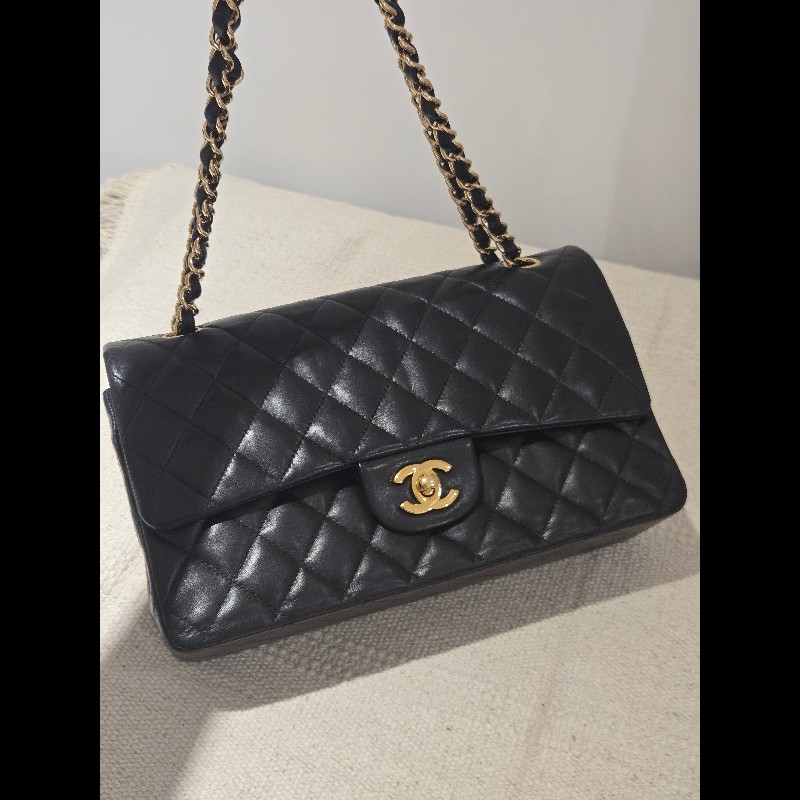 Chanel 香奈兒 經典黑金羊皮雙蓋包  肩背包 斜背包 cf25 coco 25-6