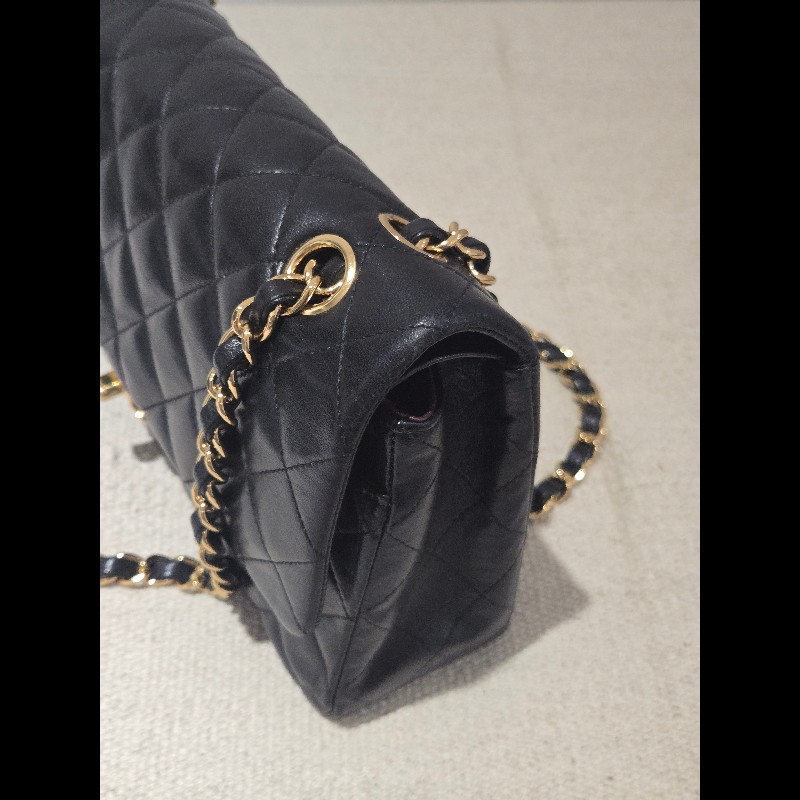 Chanel 香奈兒 經典黑金羊皮雙蓋包  肩背包 斜背包 cf25 coco 25-9